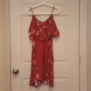 Forever21 Floral Red Off the Shoulder Dress